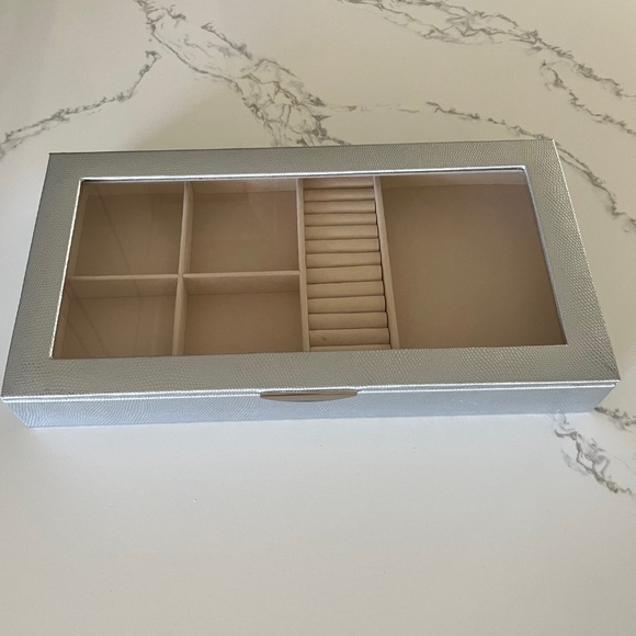 WOLF Jewelry Wolf Jewelry Case Storage Box Leather Glass Lid